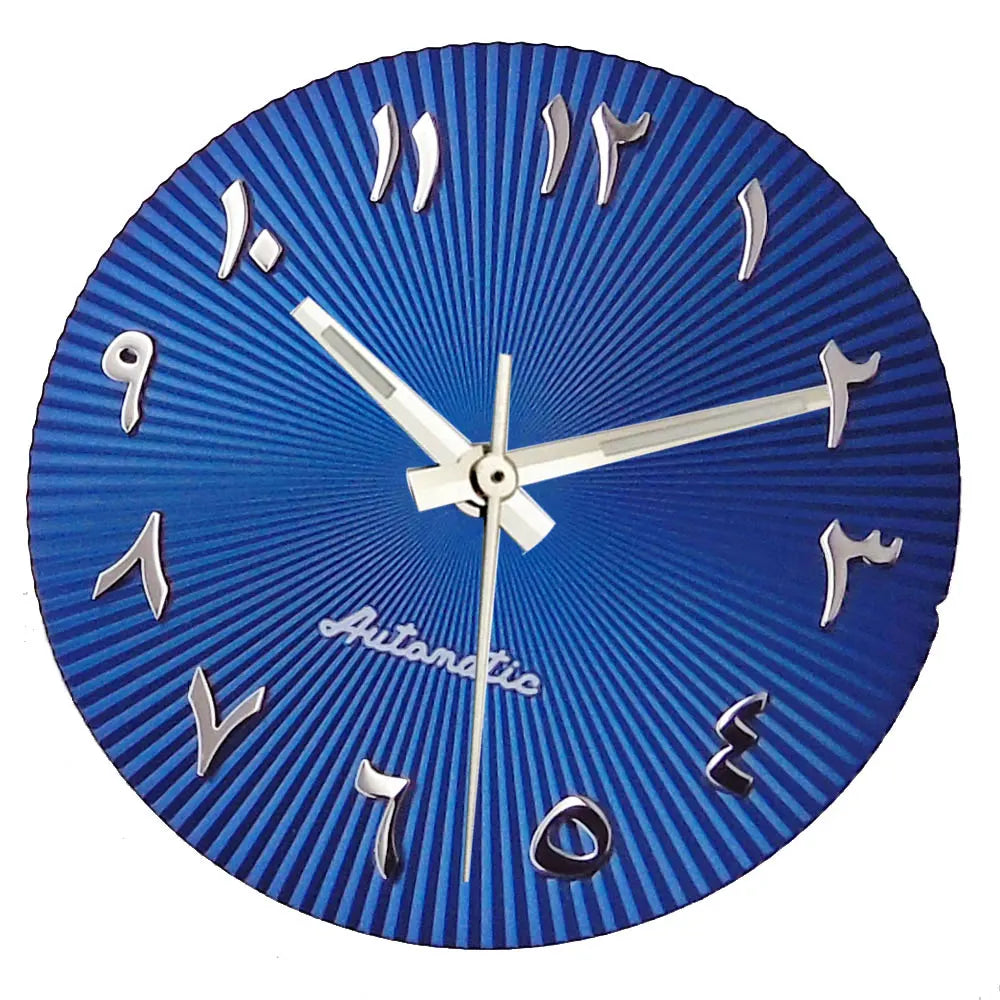 29mm ice blue Middle East numeral dial for 36-39mm fluted bezel watches, compatible with Miyota NH35/NH36 ETA PT.