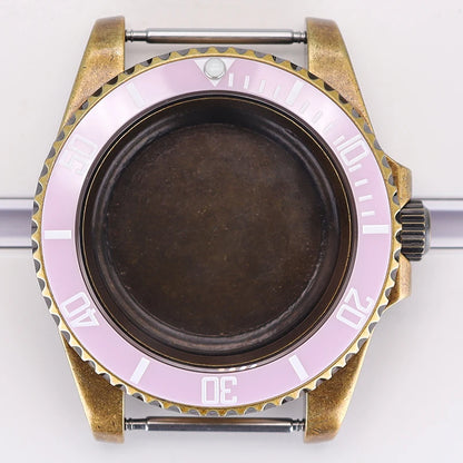 Bronze 40mm Watch Case Ceramic Bezel For SUB NH35/36/34/38/70 Sapphire Glass