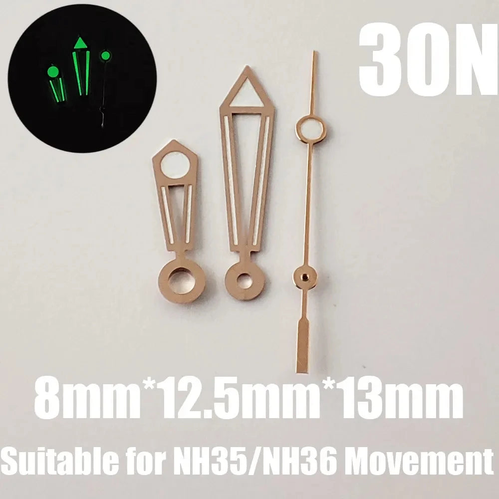 Green luminous watch hands, NH35, NH36, 72, 70, 4R, 7S, 27N-32N, watch