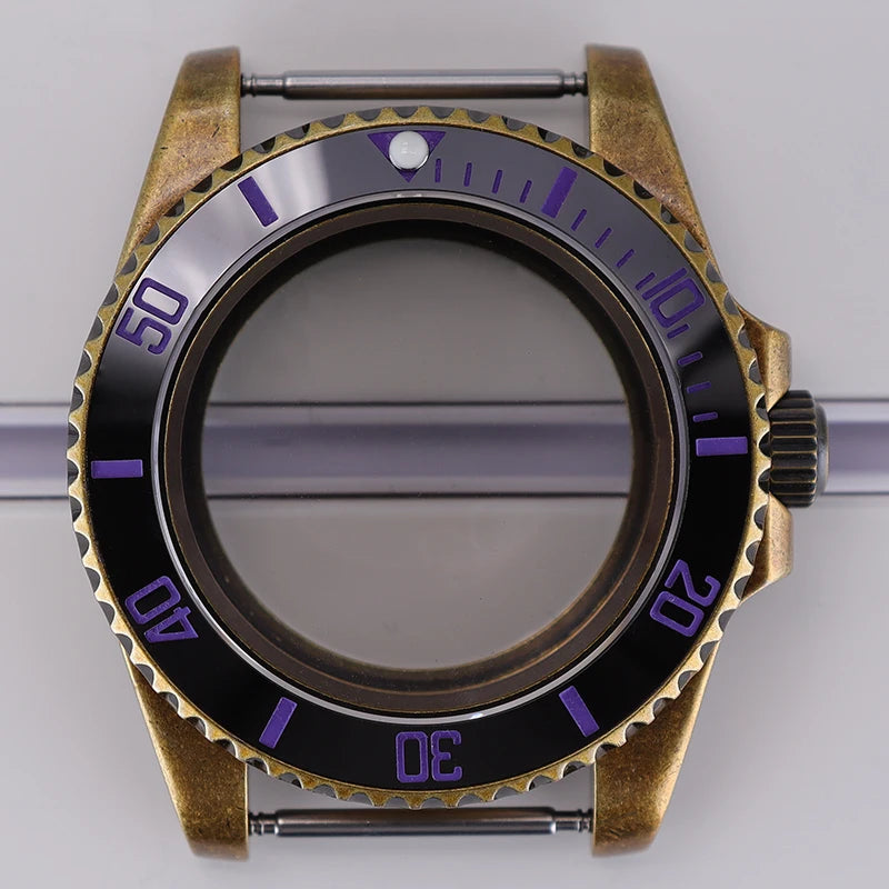 Bronze 40mm Watch Case Ceramic Bezel For SUB NH35/36/34/38/70 Sapphire Glass