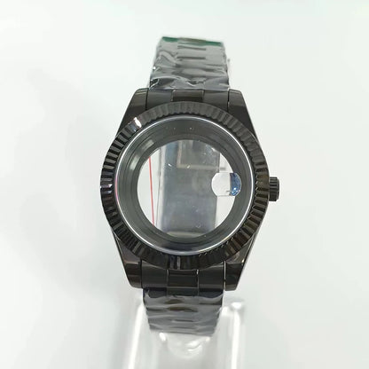 Steel 41mm Black Classic Style Watch Case+Strap 28.5mm Dial Waterproof Fit 8285