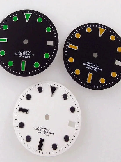 28.5mm Black White Face Single Calendar Submarine Dial For NH34 NH35 NH36