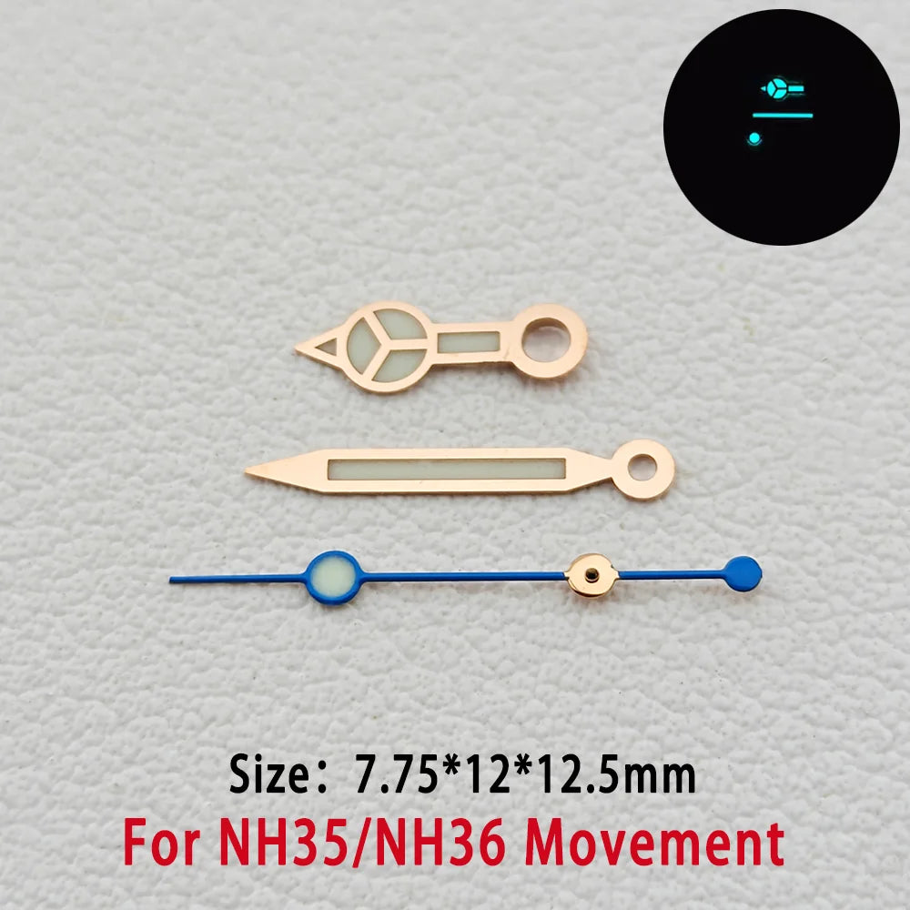 Modified BGW9 Blue Luminous GMT Watch Hands For NH34 NH35 NH36  Movement