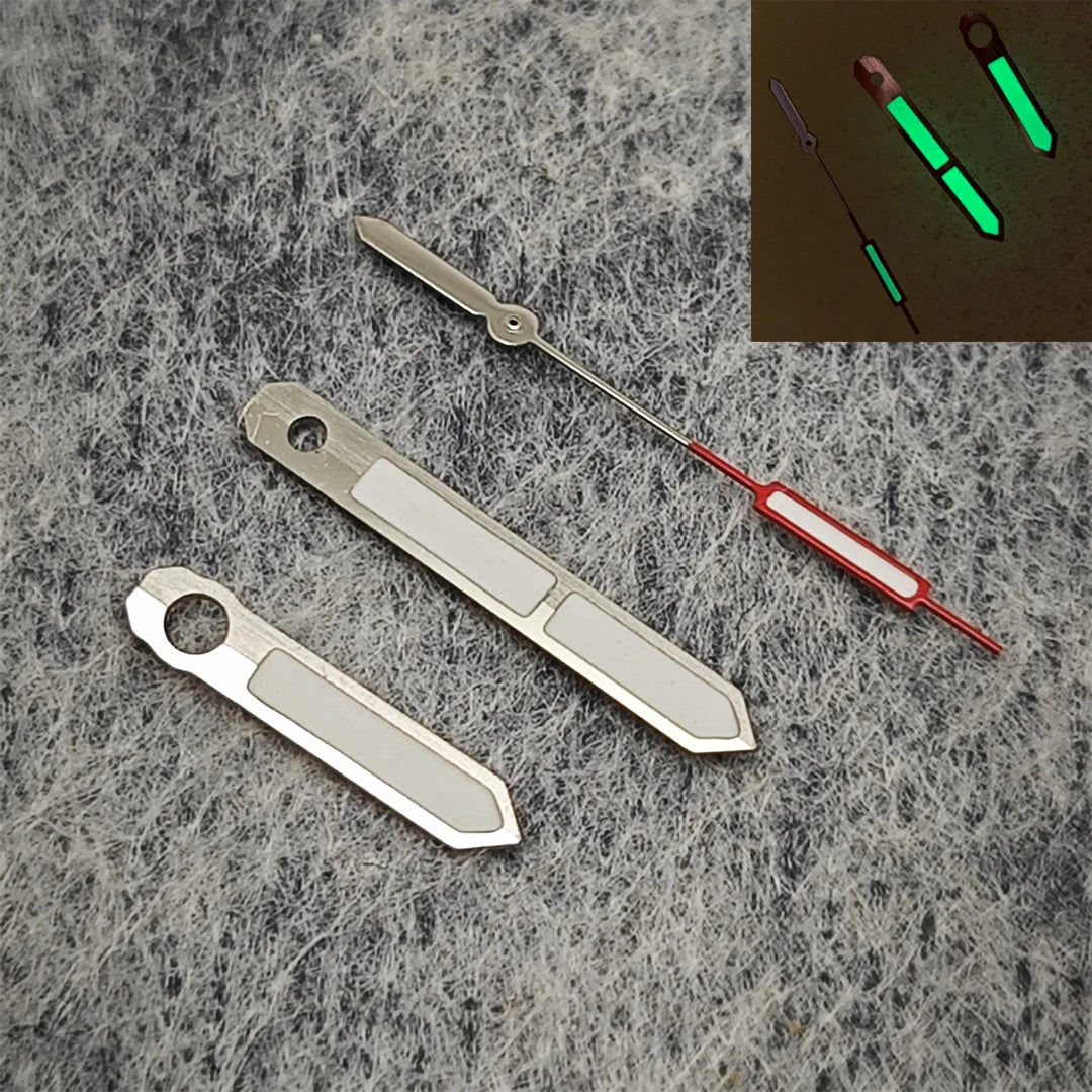 Silvery Watch Hands Green Luminous Watch Hands for NH35/36/4R/7S Movement