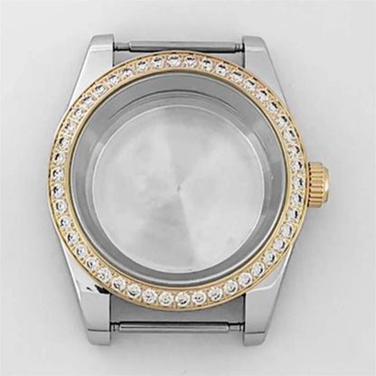 39mm Stainless Steel Diamond Sapphire Glass Watch Case for NH35 NH36 Movement