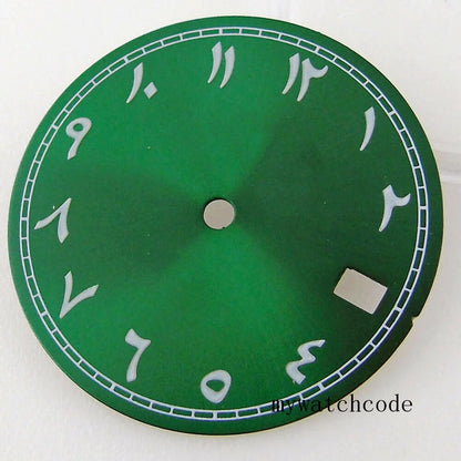 Bliger 29mm multicolor watch dial with green lume, compatible with NH35A NH36A automatic movements.