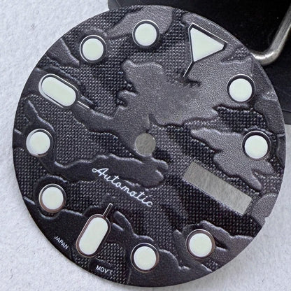 28.5mm S Logo Dial Dual Calendar SKX Watch Dial Gteen Luminous Fit NH36/4R36