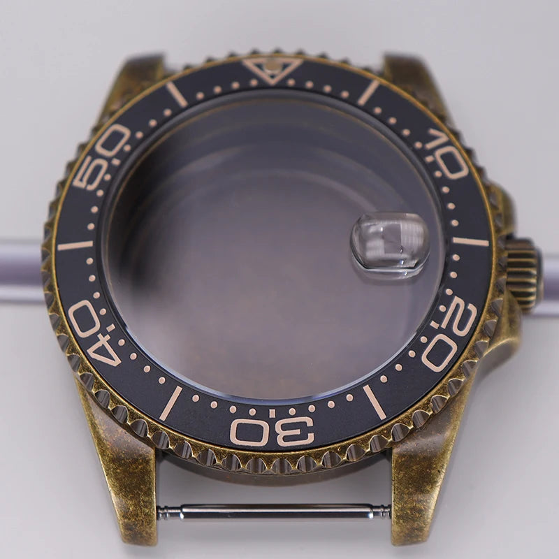 Bronze 40mm Watch Case Ceramic Bezel For SUB NH35/36/34/38/70 Sapphire Glass