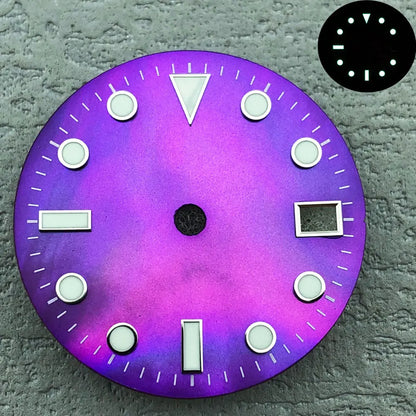 28.5mm Shell Reflective Multicolor Watch Dial C3 Green Luminous For NH35 NH36