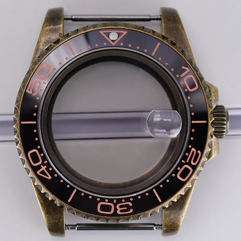 Bronze 40mm Watch Case Ceramic Bezel For SUB NH35/36/34/38/70 Sapphire Glass