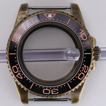 Bronze 40mm Watch Case Ceramic Bezel For SUB NH35/36/34/38/70 Sapphire Glass