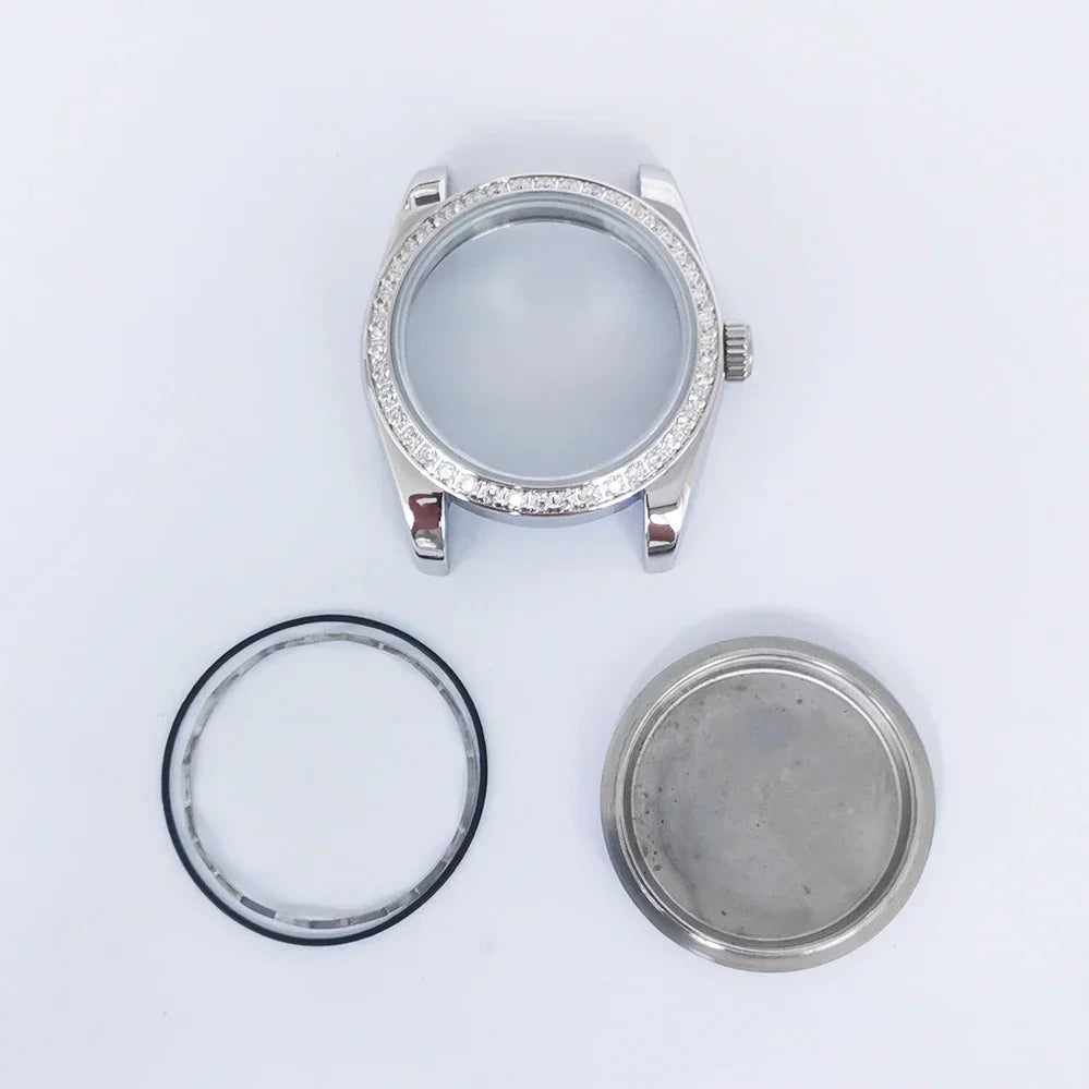 Oyster Diamond tainless Steel Watch Case with Sapphire Crystal Sfor NH35/NH36/4R