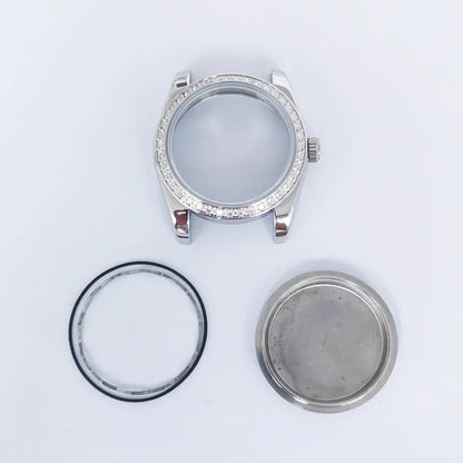 Oyster Diamond tainless Steel Watch Case with Sapphire Crystal Sfor NH35/NH36/4R