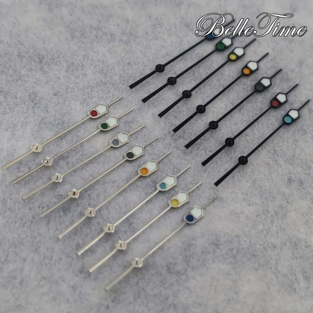 13mm Silver Black For NH35 NH36 7S26 7S36 4R35 4R36 Watches  C3 Green Luminous