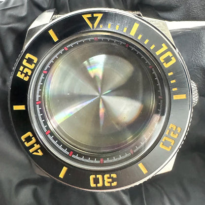 43mm Silver Case+Aluminum Bezel+BlackRed Chapter Ring Waterproof Fit NH35/NH36