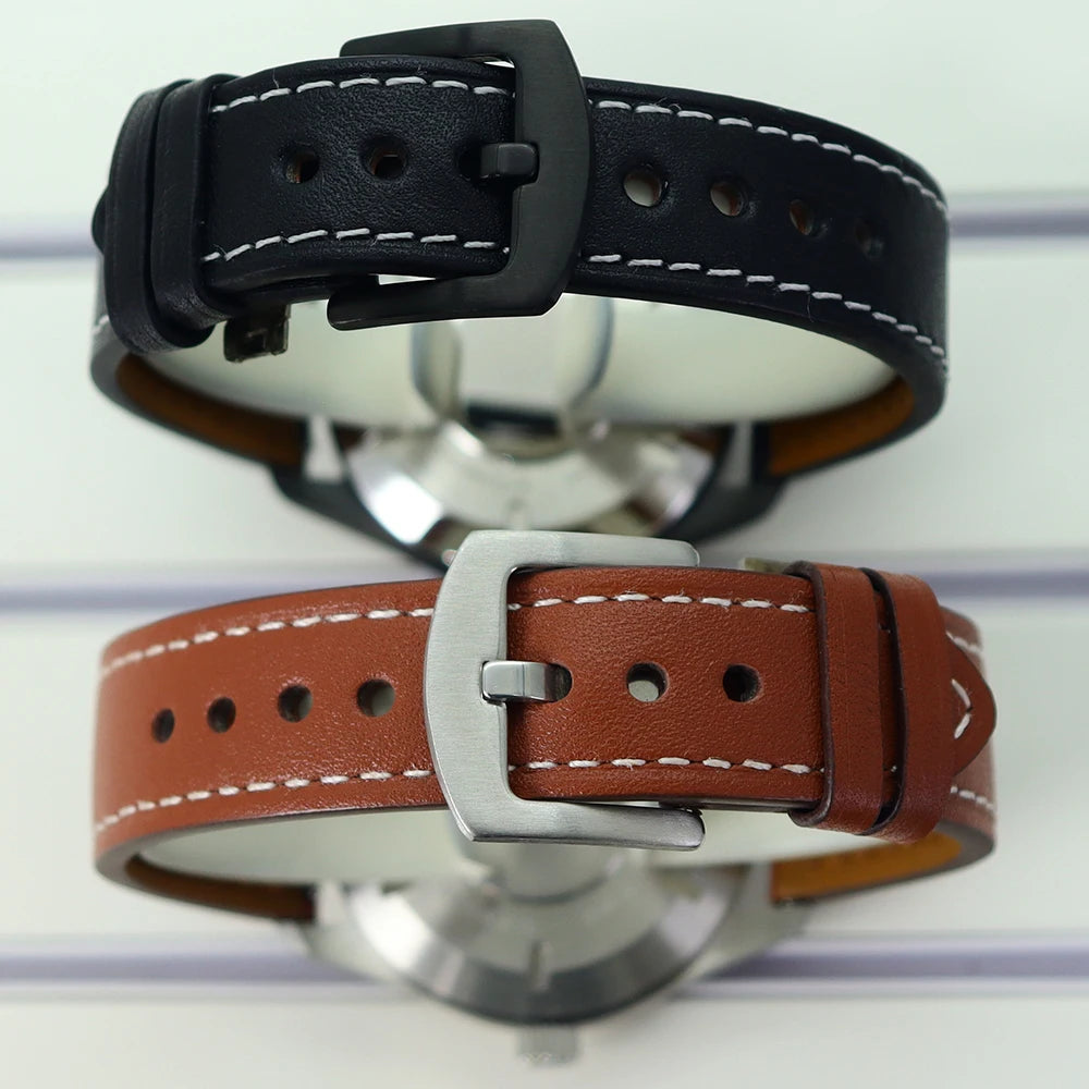 40mm Watch Cases /Leather Strap For NH35 NH36 NH34 NH38 Eta 2824 Mod pilot
