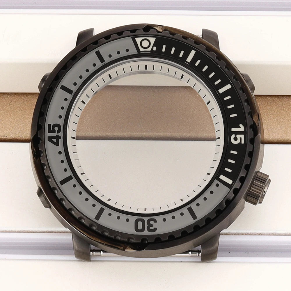 43mm Watch Case For NH34 NH35 NH36 NH38 Tuna Sapphire Crystal Luminous Bezel