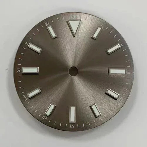 Dark Silver Sunray Watch Dial Stripe Nails Green Lume Roman Font Modified for NH35/8215/2836