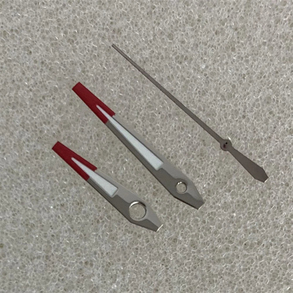Silver Red Watch Hands for NH35 NH36 4R 7S Movement Green Luminous 3Pins Needles