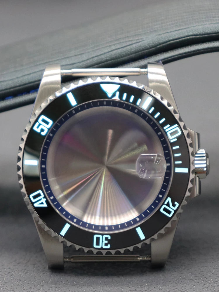 Diver 40mm Watch Case Sapphire For Nh34 Nh35 Nh36 Luminous SUB Ceramic Bezel