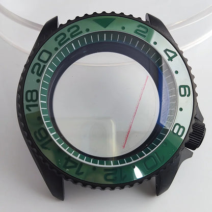 Case 41.5mm Convex Sapphire Glass Ceramic Bezel Stainless Steel Black Matte Waterproof Case Fit NH 35 NH36 Movement Case