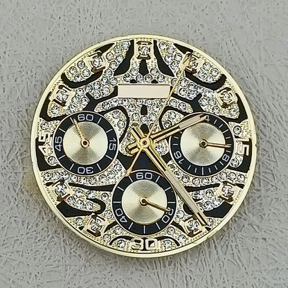 29.5mm Embedded Diamond Watch Dial for VK63 Quartz Watch For Dtn 39mm Case
