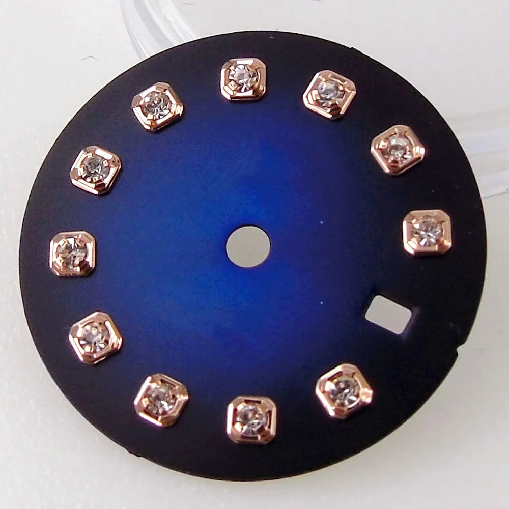 Nologo Sunburst dial face with rhinestone markers for 26mm lady watch, fits NH05 NH06 NH07 movements.