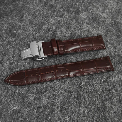 39MM Bubble Watch Case Butterfly Double Buckle Leather Strap for NH35/NH36/4R/7S