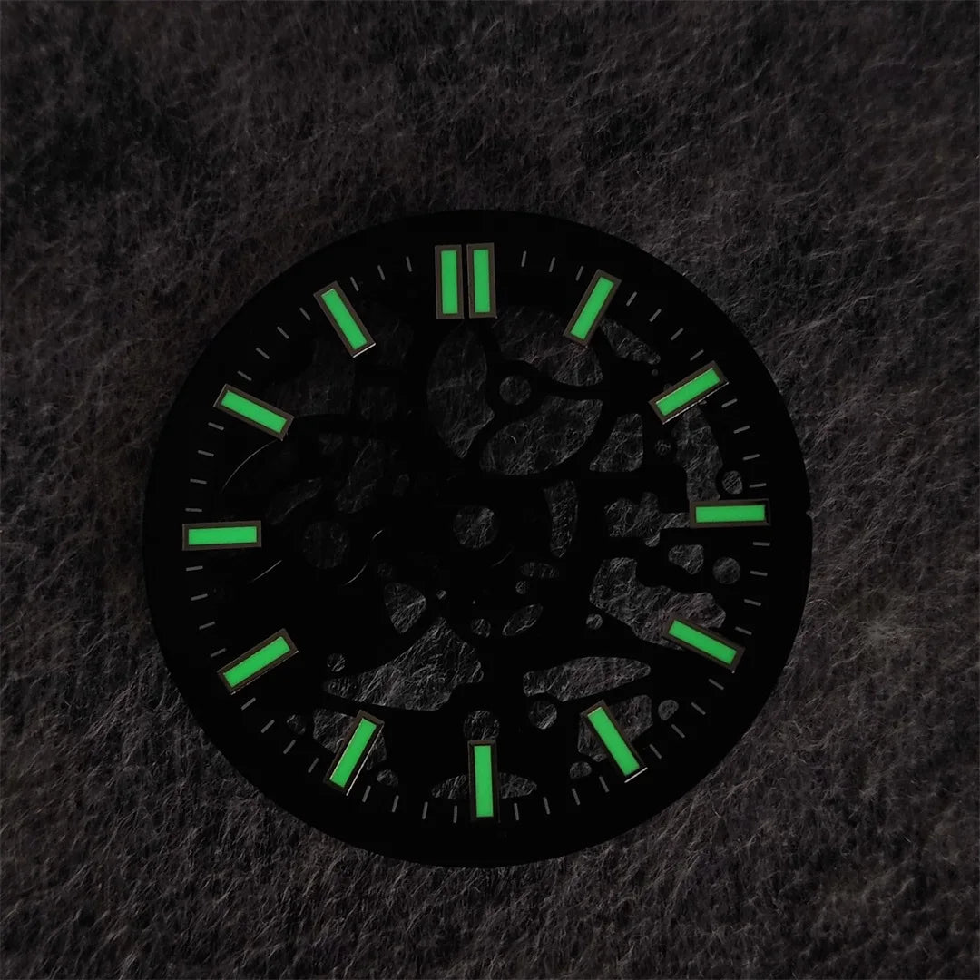 29.8mm Hollowed Out Luminous Watch Dial with Hands Log Scale Dial for NH38 NH70