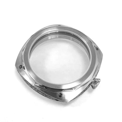 45mm 316L Steel Watch Carved Polished/Brushed Watch Case for ETA 6497/6498