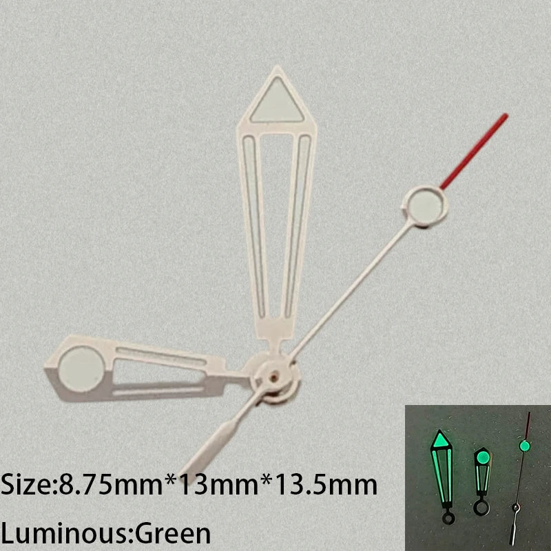 Modified Green Luminous Silver-Yellow Watch Hands for NH35/NH36/4R/7S Movement