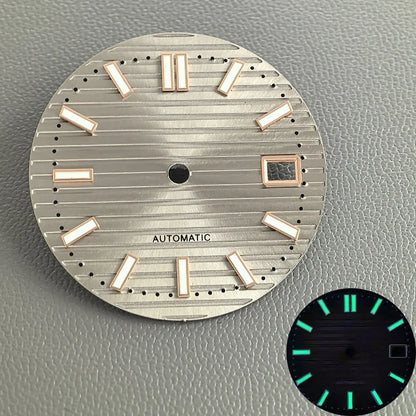30.5mm Nautilus Green Luminous Watch Dial Fits NH35 NH36 NH38 4R35 4R36 6R 7S26