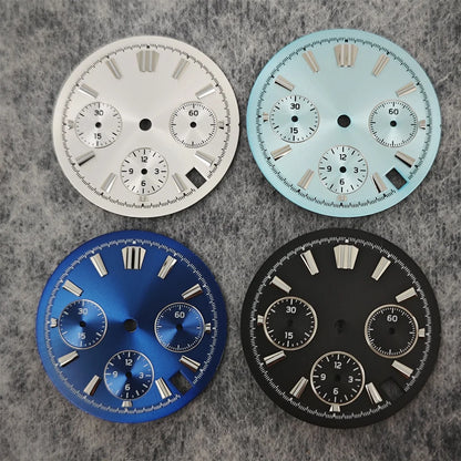 29.5mm Multicolor Watch Dial with Blue Luminous for VK63 Quartz Hand Movement