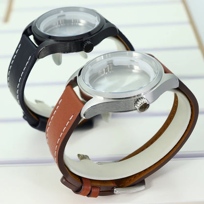 40mm Watch Cases /Leather Strap For NH35 NH36 NH34 NH38 Eta 2824 Mod pilot