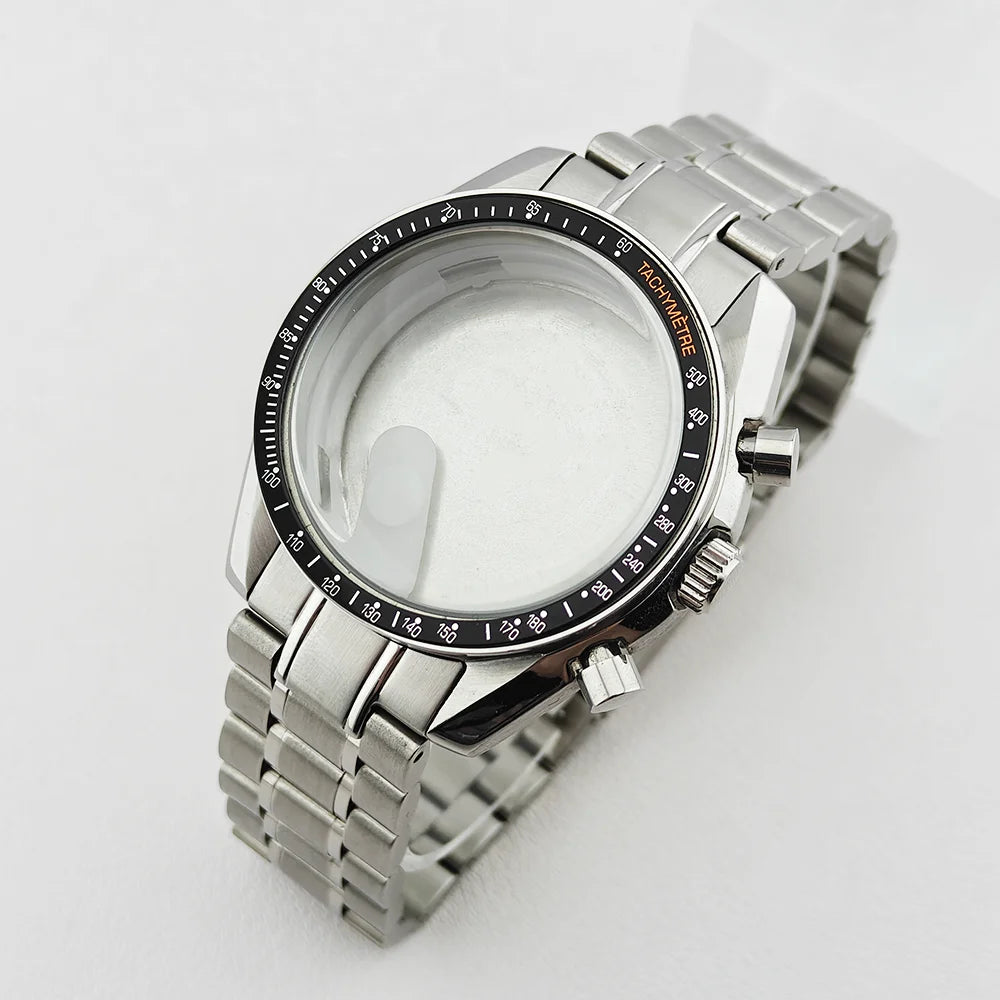 39.7mm Case 20mm Strap for VK63 Watch Head Silver Black Assembled Case Moon Case