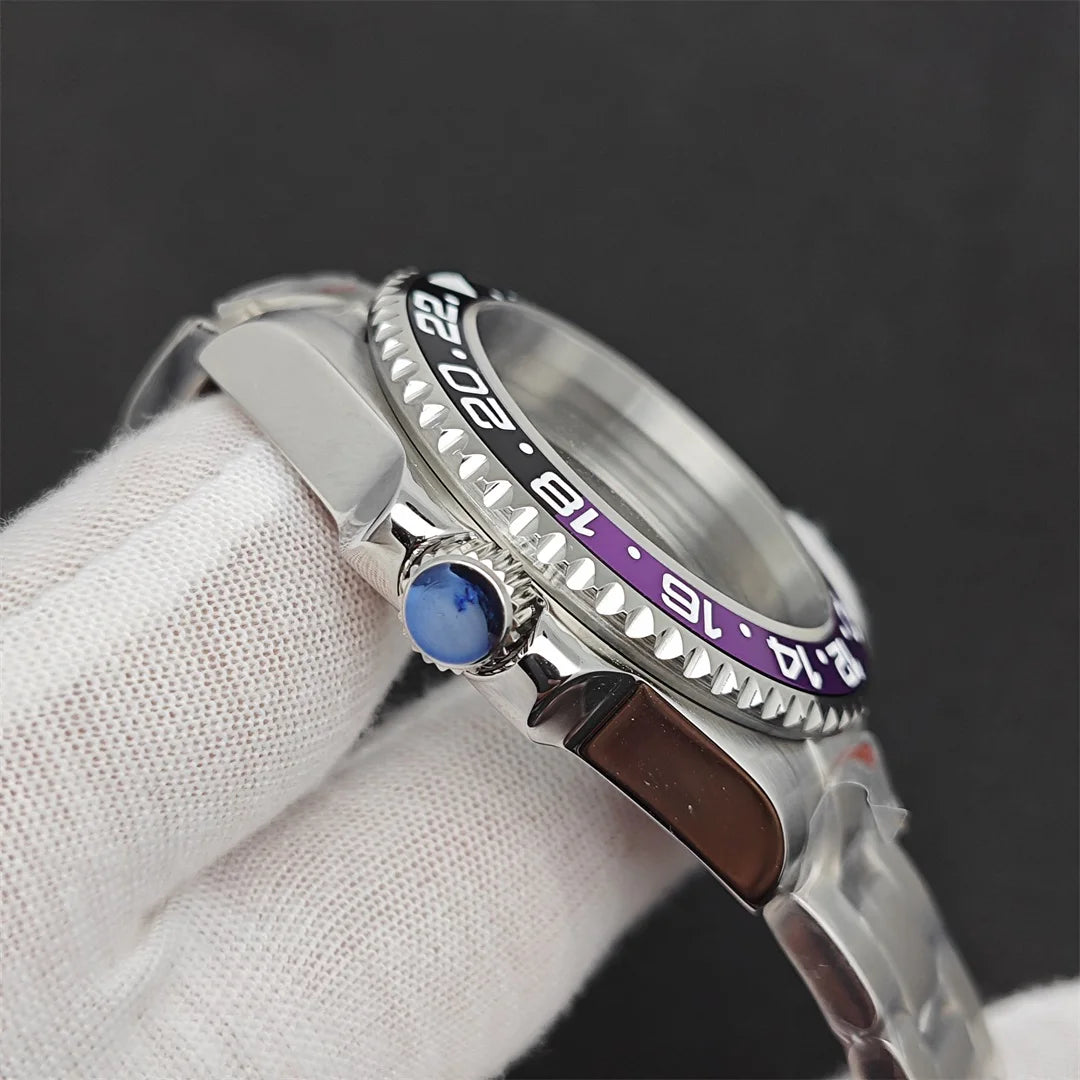 40mm Watch Case Set Sapphire Glass Steel Strap+Ceramics Bezel for NH35/ NH36