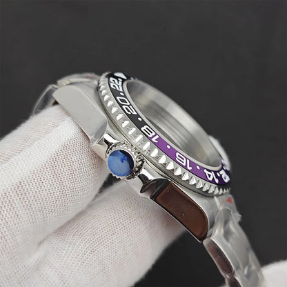 40mm Watch Case Set Sapphire Glass Steel Strap+Ceramics Bezel for NH35/ NH36