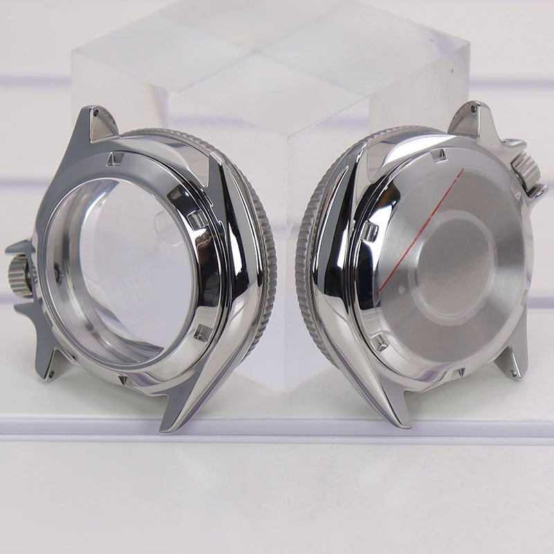 38mm Steel Watch Case For Nh35 Nh36 4R36 With Sapphire Crystal Ceramic Bezel