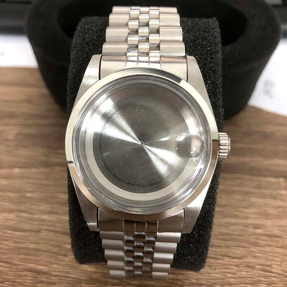 36mm Watch Case+Watch Strap Acrylic Glass Steel Case Watchband for NH35/NH36/4R