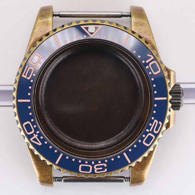 Bronze 40mm Watch Case Ceramic Bezel For SUB NH35/36/34/38/70 Sapphire Glass