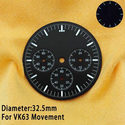 39.7mm Case 20mm Strap for VK63 Watch Head Silver Black Assembled Case Moon Case