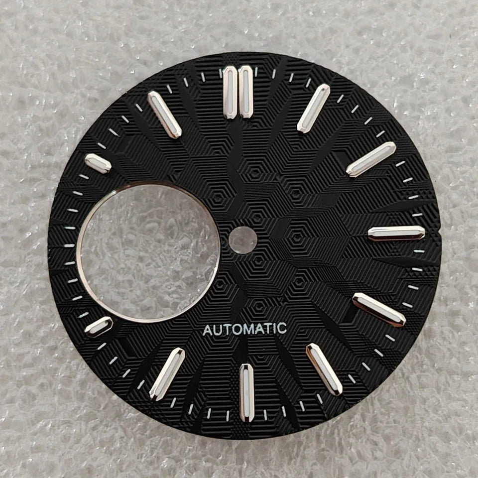 28.5mm Watch Dial Geometric Shapes Texture with Green Luminous for NH38 Movement