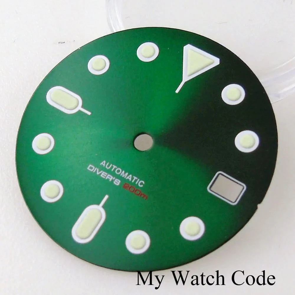 Sunburst orange 29mm dial with luminous markers for SKX mod, compatible with NH35 NH36 movement, crown at 3.8,.