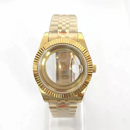 Steel 41mm Gold Classic Style Watch Case+Strap 28.5mm Dial Waterproof Fit 8285