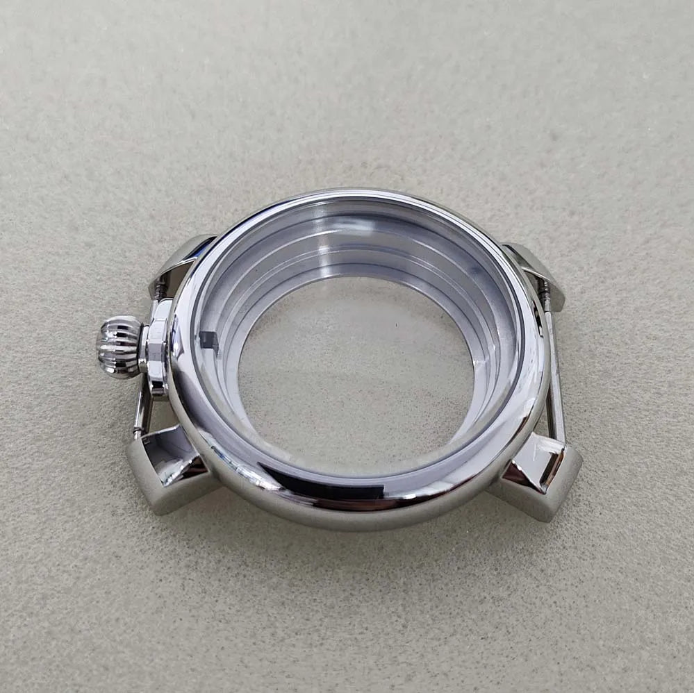40MM Stainless Steel Mineral Glass Watch Case for NH35 NH36 Movement Crown@12