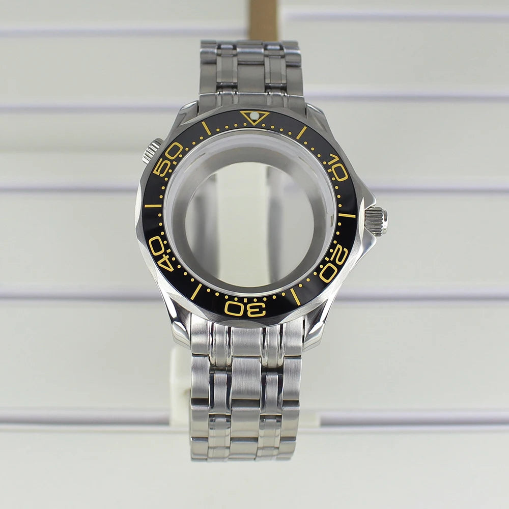 41mm Watch Case Strap Waterproof for Seamaster NH34 NH35 NH36 fit 30.5mm Dial