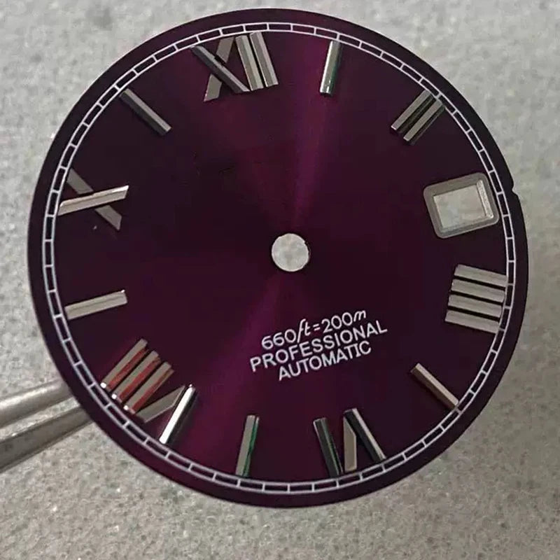 28.5mm NH35 Dial S Logo Dial Roman Numerals Dial For NH35/NH36 Vertical Lines