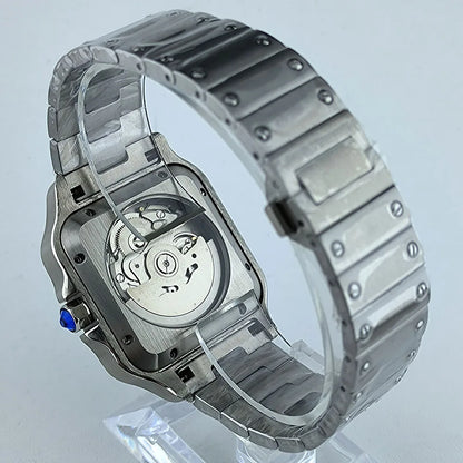 Square Roma Dial Watch Case Folding Buckle Square Case fit NH35 Movement