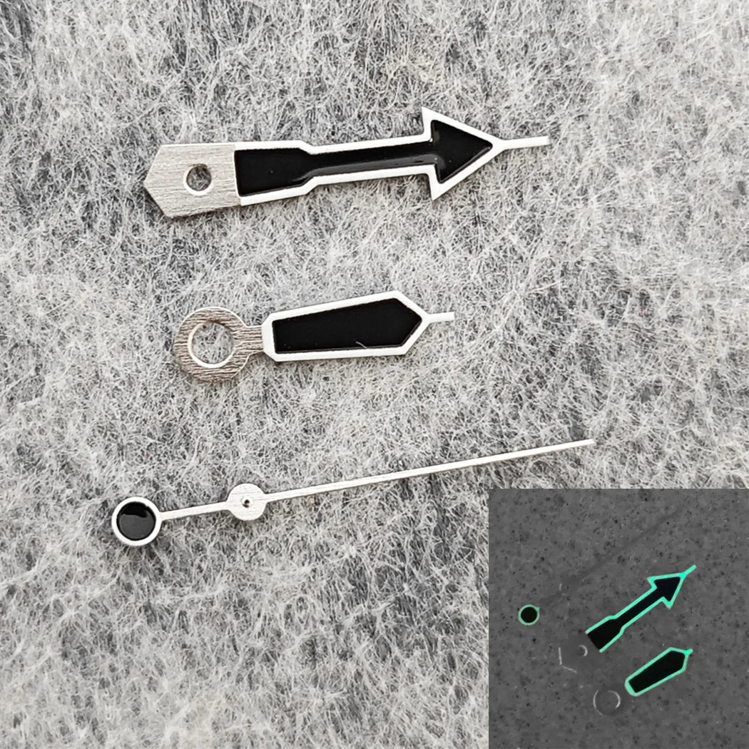 Modified Green Luminous Watch Hands White Edge Black Needle for NH35/NH36/4R/S7