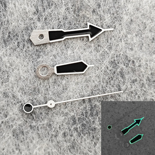 Modified Green Luminous Watch Hands White Edge Black Needle for NH35/NH36/4R/S7